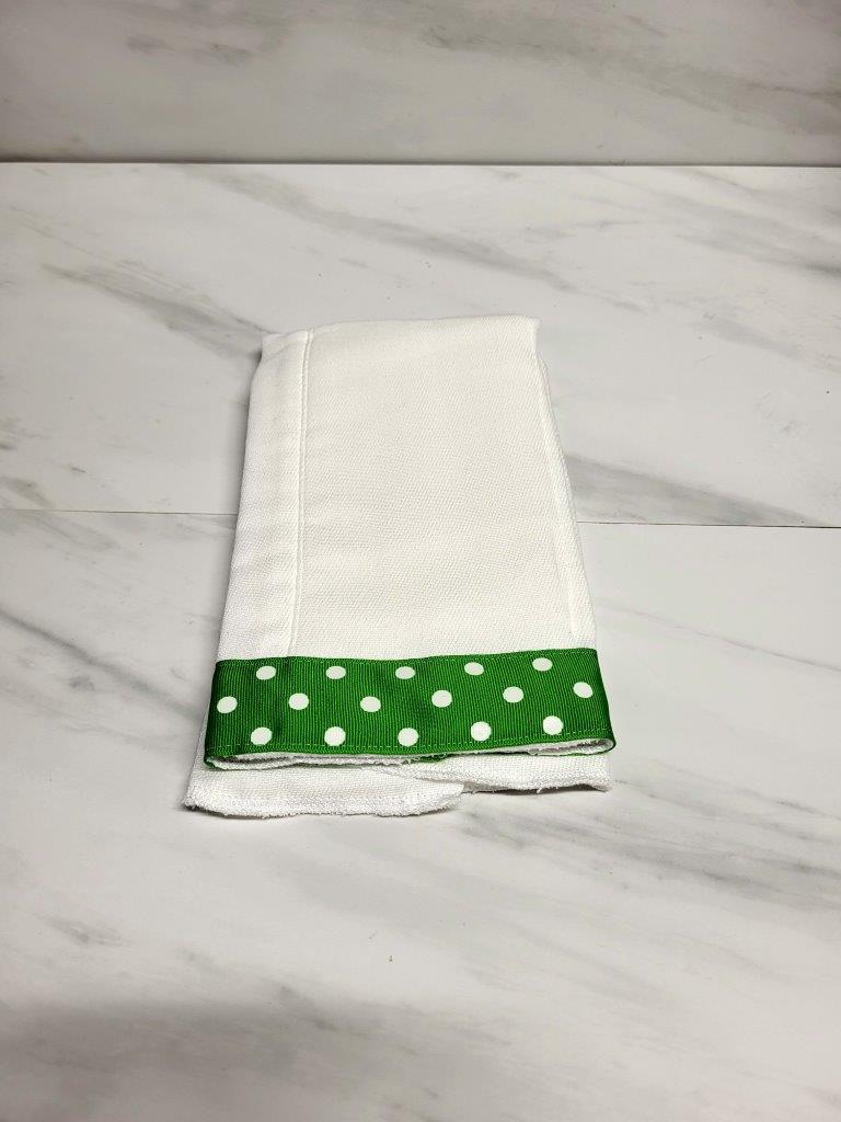 Green Ribbon with White Dots Burp Cloth